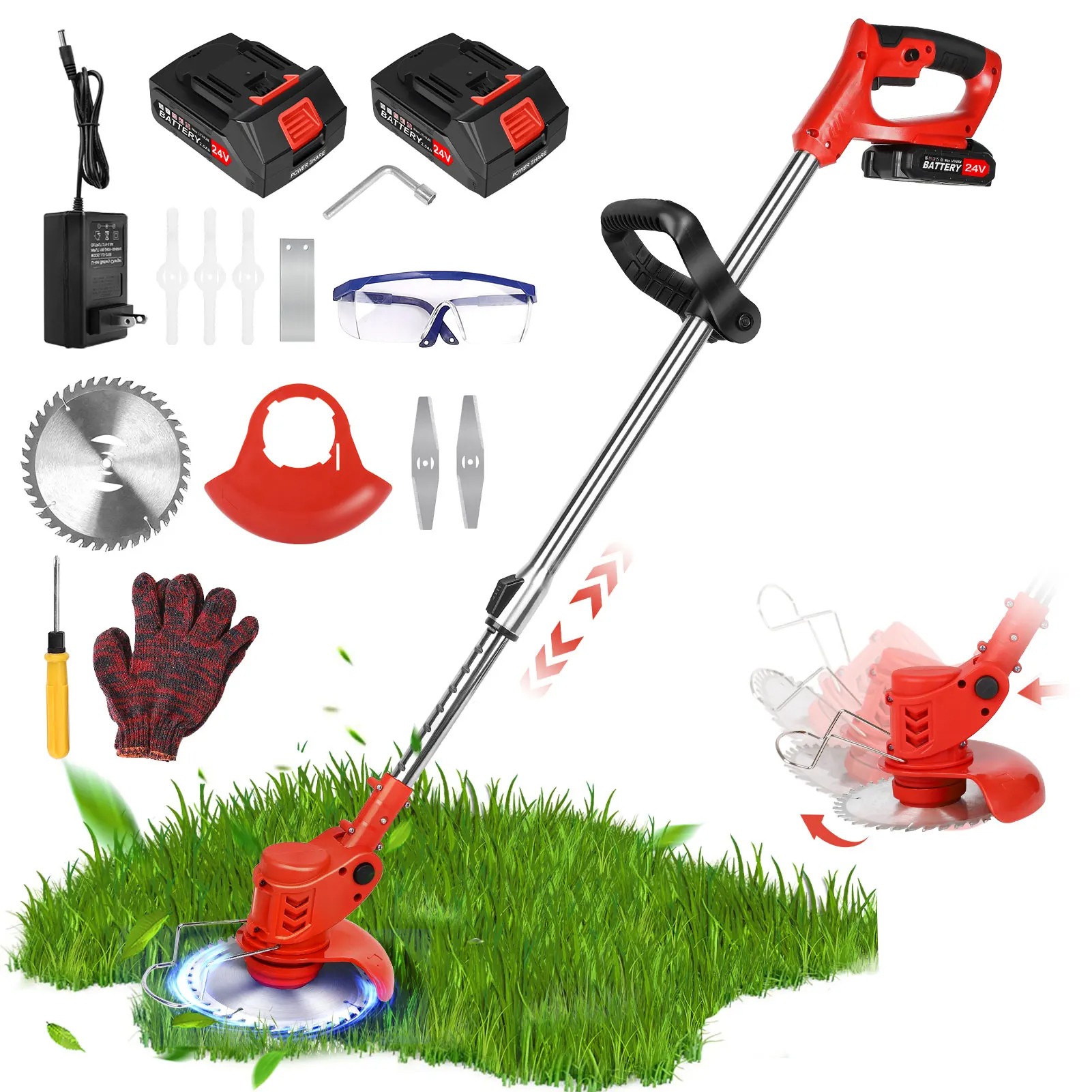 Cordless Grass String Trimmer Electric Lawn Mower_Double Battery